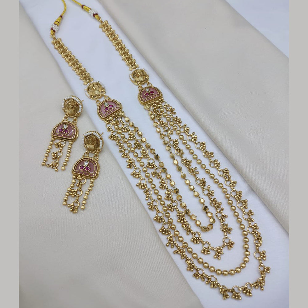 Lucentarts Jewellery Elegant Pota Stone And Pearl Long Necklace Set