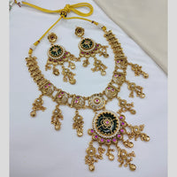 Lucentarts Jewellery Traditional Designer Pota Stone And Pearl Necklace Set