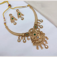Lucentarts Jewellery Traditional Designer Pota Stone And Pearl Necklace Set