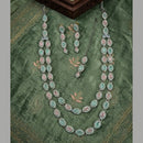 Lucentarts Jewellery Traditional Designer Pota Stone And Pearl Long Necklace Set