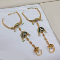 Lucentarts Jewellery Royal Look Pota Stone And Pearl Hand Harness