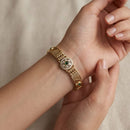 Lucentarts Jewellery Elegant Ethnic Gold Plated Pota Stone And Pearl Adjustable Bracelet