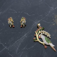 Lucentarts Jewellery Royal American Diamond Bird Pendant Set