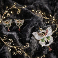 Lucentarts Jewellery Royal American Diamond Butterfly Pendant Set