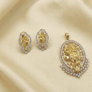 Lucentarts Jewellery Royal American Diamond Pendant Set
