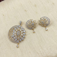 Lucentarts Jewellery Royal American Diamond Pendant Set
