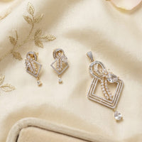 Lucentarts Jewellery Royal American Diamond Pendant Set