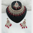 Lucentarts Jewellery Sparkle Austrian Stone Pearl And Beads Designer Choker Necklace Set