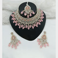 Lucentarts Jewellery Sparkle Austrian Stone Pearl And Beads Designer Choker Necklace Set