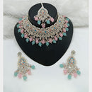 Lucentarts Jewellery Sparkle Austrian Stone Pearl And Beads Designer Choker Necklace Set