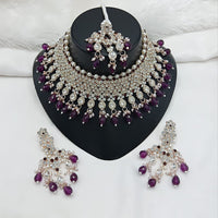 Lucentarts Jewellery Sparkle Austrian Stone Pearl And Beads Designer Choker Necklace Set