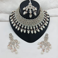 Lucentarts Jewellery Sparkle Austrian Stone Pearl And Beads Designer Choker Necklace Set