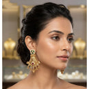 Lucentarts Jewellery Designer Pota Stone Detailing And Pearl Dangler Earrings