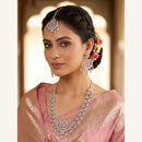 Lucentarts Jewellery Luxe American Diamond Statement Necklace Set 