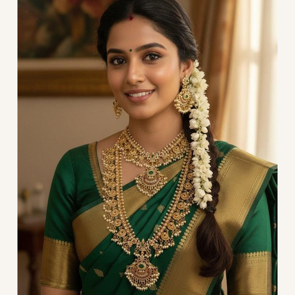 Lucentarts Jewellery Pota Stone And Pearl Double Necklace Set