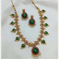 Lucentarts Jewellery Elegant Pota Stone And Pearl Necklace Set