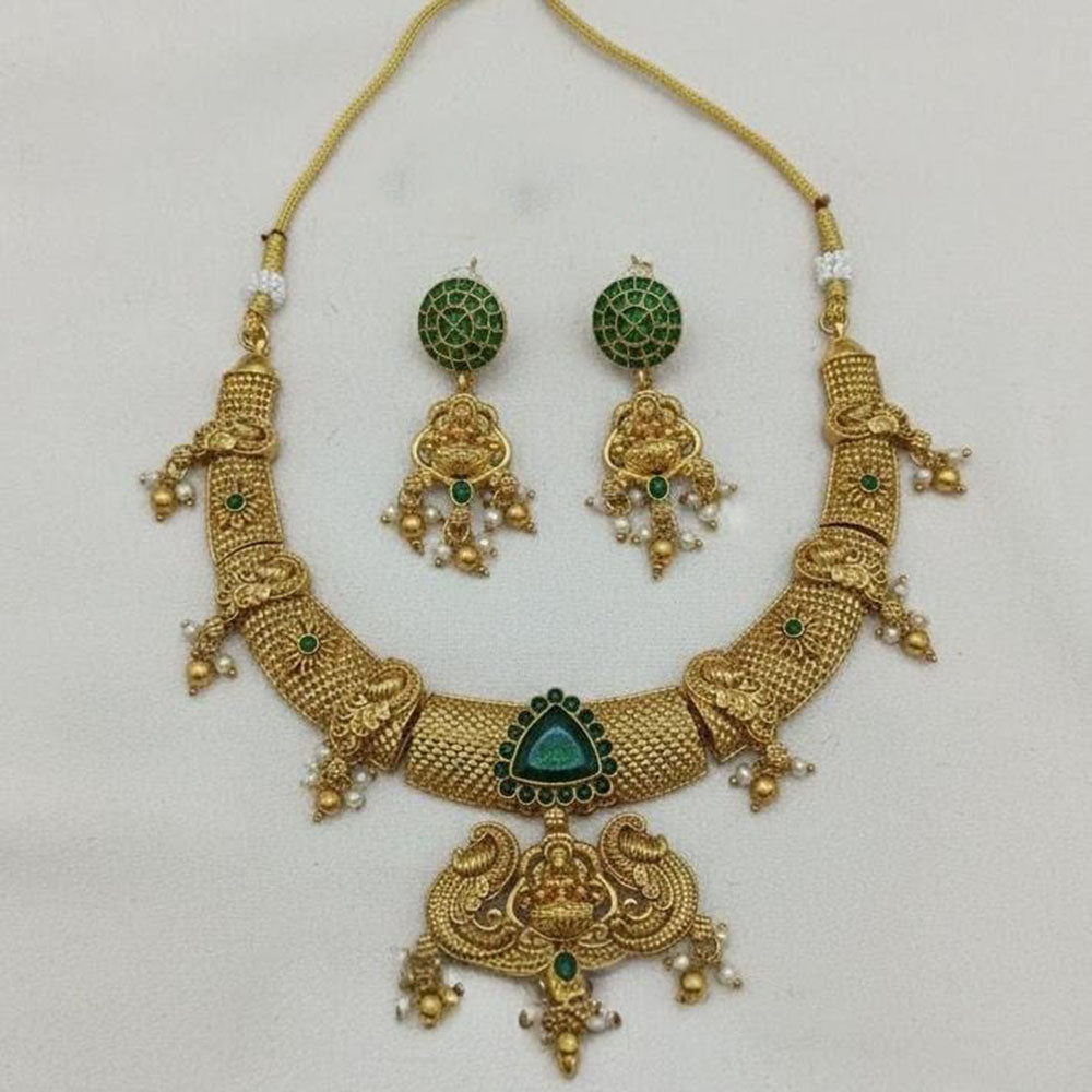 Lucentarts Jewellery Elegant Pota Stone And Pearl Temple Necklace Set