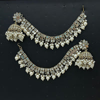 Lucentarts Jewellery Trendy Mirror And Beads Ethnic Jhumki With Kanchain