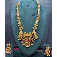 Lucentarts Jewellery Heritage Pota Stone And Pearl Temple Long Necklace Set