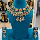 Lucentarts Jewellery Heritage Pota Stone And Pearl Necklace Set