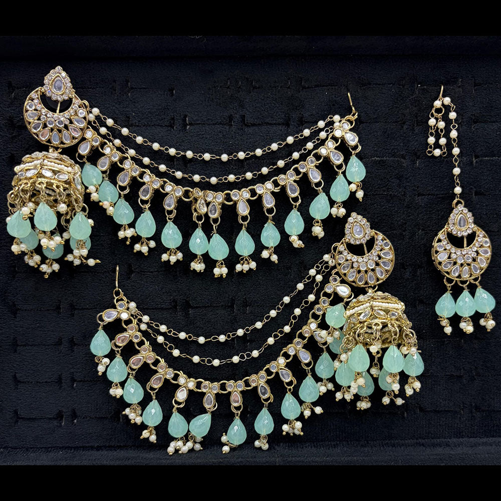 Lucentarts Jewellery Premium Austrian Stone And Mirror Jhumki With Maangtikka