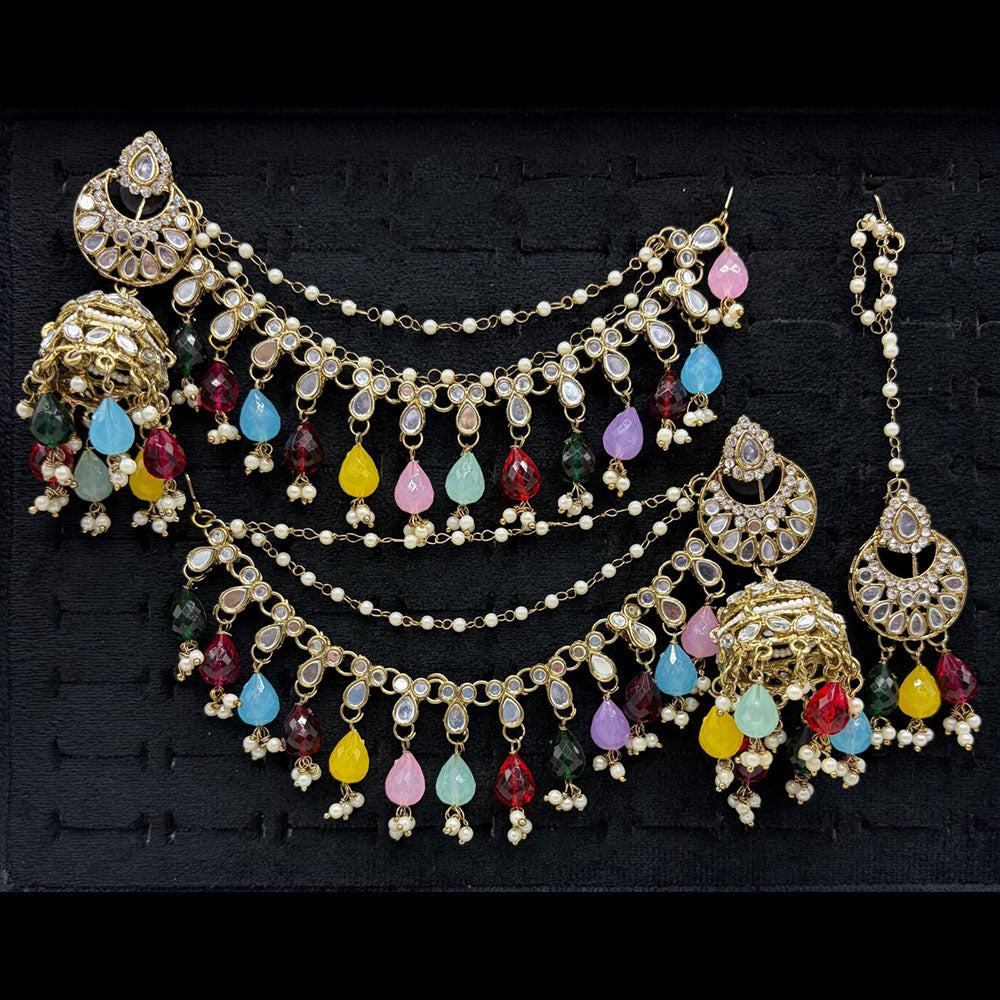 Lucentarts Jewellery Premium Austrian Stone And Mirror Jhumki With Maangtikka