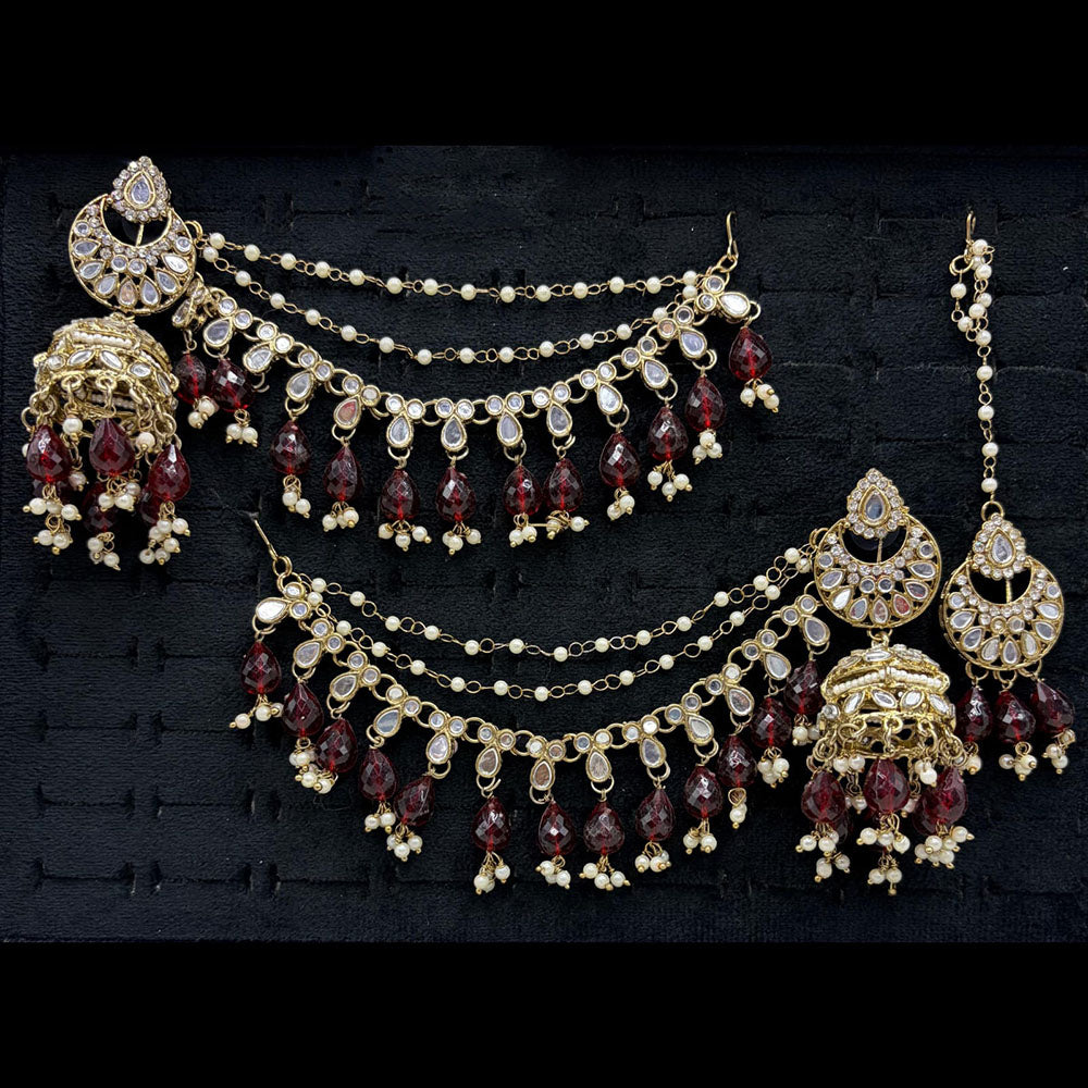 Lucentarts Jewellery Premium Austrian Stone And Mirror Jhumki With Maangtikka