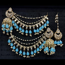 Lucentarts Jewellery Premium Austrian Stone And Mirror Jhumki With Maangtikka