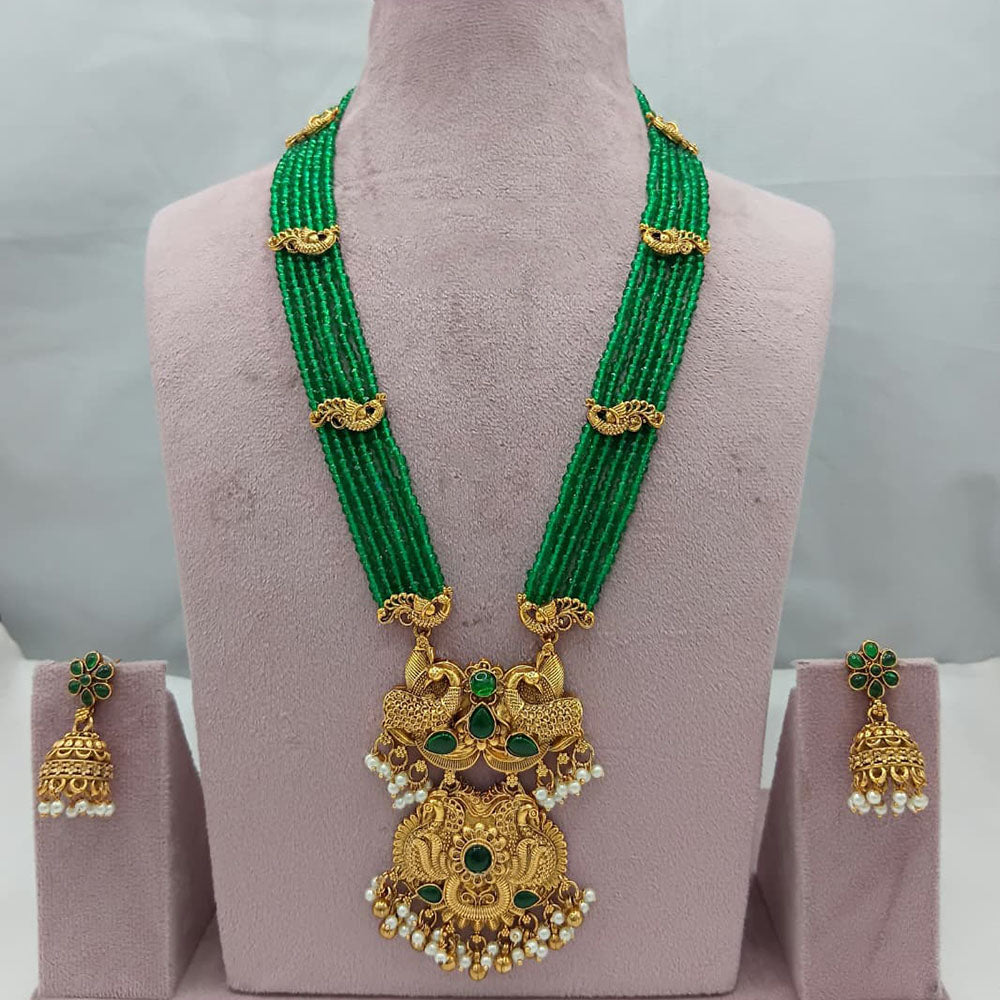 Lucentarts Jewellery Heritage Pota Stone And Pearl Long Necklace Set