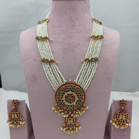 Lucentarts Jewellery Heritage Pota Stone And Pearl Long Necklace Set