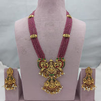 Lucentarts Jewellery Heritage Pota Stone And Pearl Temple Long Necklace Set