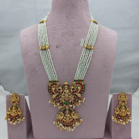 Lucentarts Jewellery Heritage Pota Stone And Pearl Temple Long Necklace Set