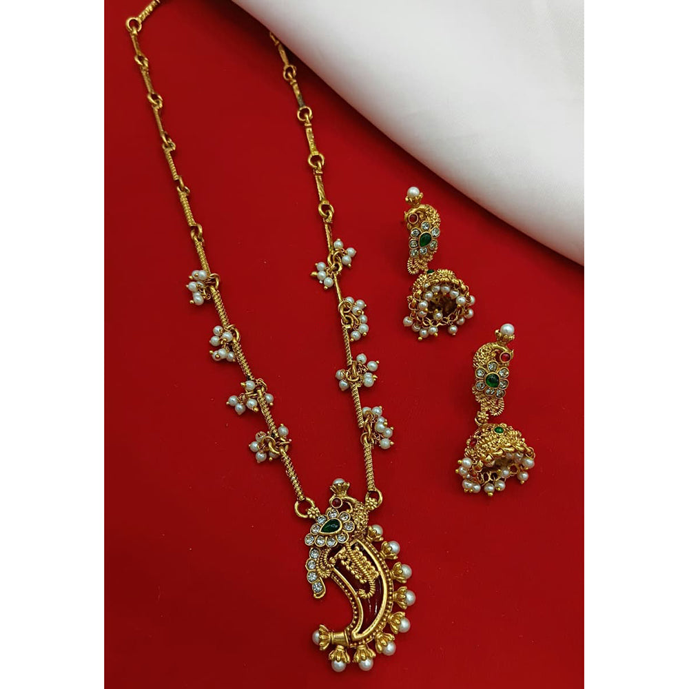 Lucentarts Jewellery Elegant Pota Stone And Pearl Long Necklace Set
