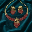 Lucentarts Jewellery Traditional Elephant Design Temple Choker Set With Earrings