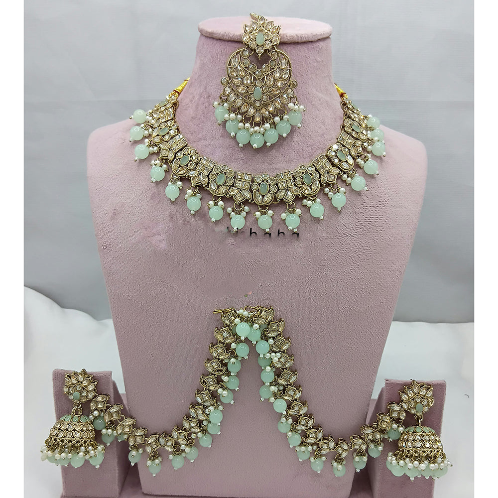 Lucentarts Jewellery Designer Crystal Stone Pearl And Beads Necklace Set
