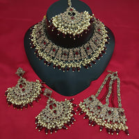 Lucentarts Jewellery Designer Crystal Stone Pearl And Beads Choker Necklace Set