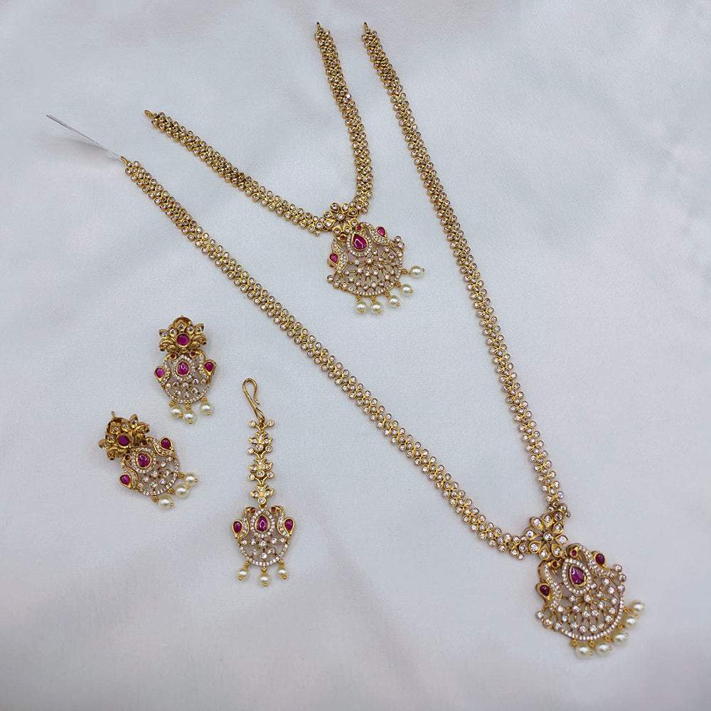 Lucentarts Jewellery Designer Pota Stone And Pearl Double Necklace Set
