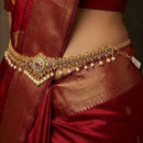 Lucentarts Jewellery Traditional Pota Stone And Pearl Kamarband for Bridal & Festive Wear
