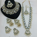 Lucentarts Jewellery Premium Gold Plated Kundan And Meenakari Double Necklace Set