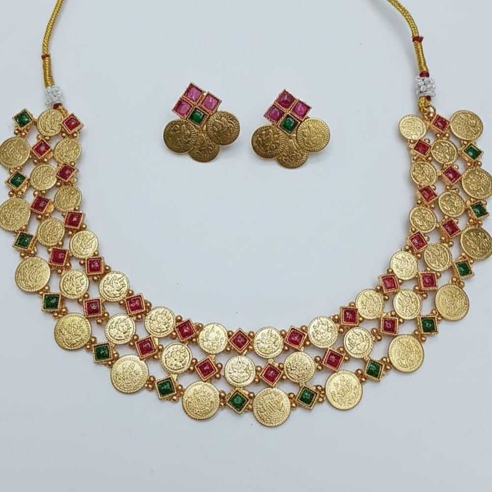 Lucentarts Jewellery Heritage Pota Stone And Temple Necklace Set