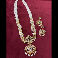 Lucentarts Jewellery Elegant Pota Stone Austrian Stone & Pearl Long Necklace Set