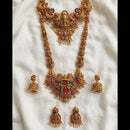 Lucentarts Jewellery Royal Look Pota Stone And Pearl Temple Double Necklace Set
