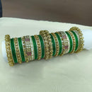 Lucentarts Jewellery Gold Plated Crystal Stone Pearl Bangles Set