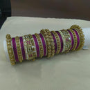 Lucentarts Jewellery Gold Plated Crystal Stone Pearl Bangles Set