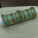 Lucentarts Jewellery Gold Plated Crystal Stone Pearl Bangles Set