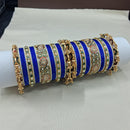 Lucentarts Jewellery Gold Plated Crystal Stone And Pearl Meenakari Bangles Set