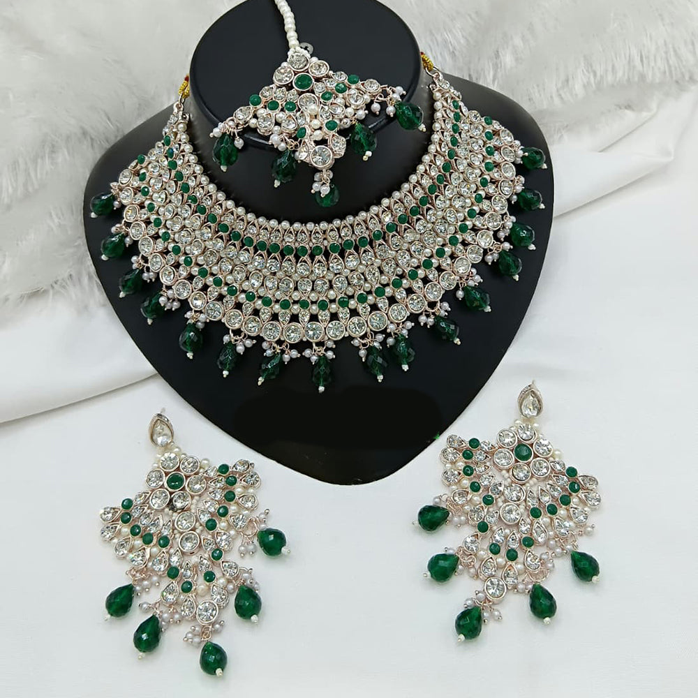 Lucentarts Jewellery Sparkle Austrian Stone Pearl And Beads Designer Choker Necklace Set