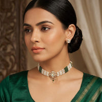 Lucentarts Jewellery Designer Polki Kundan Stone Pearl And Beads Choker Necklace Set
