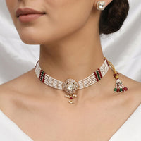 Lucentarts Jewellery Designer Polki Kundan Stone Pearl And Beads Choker Necklace Set
