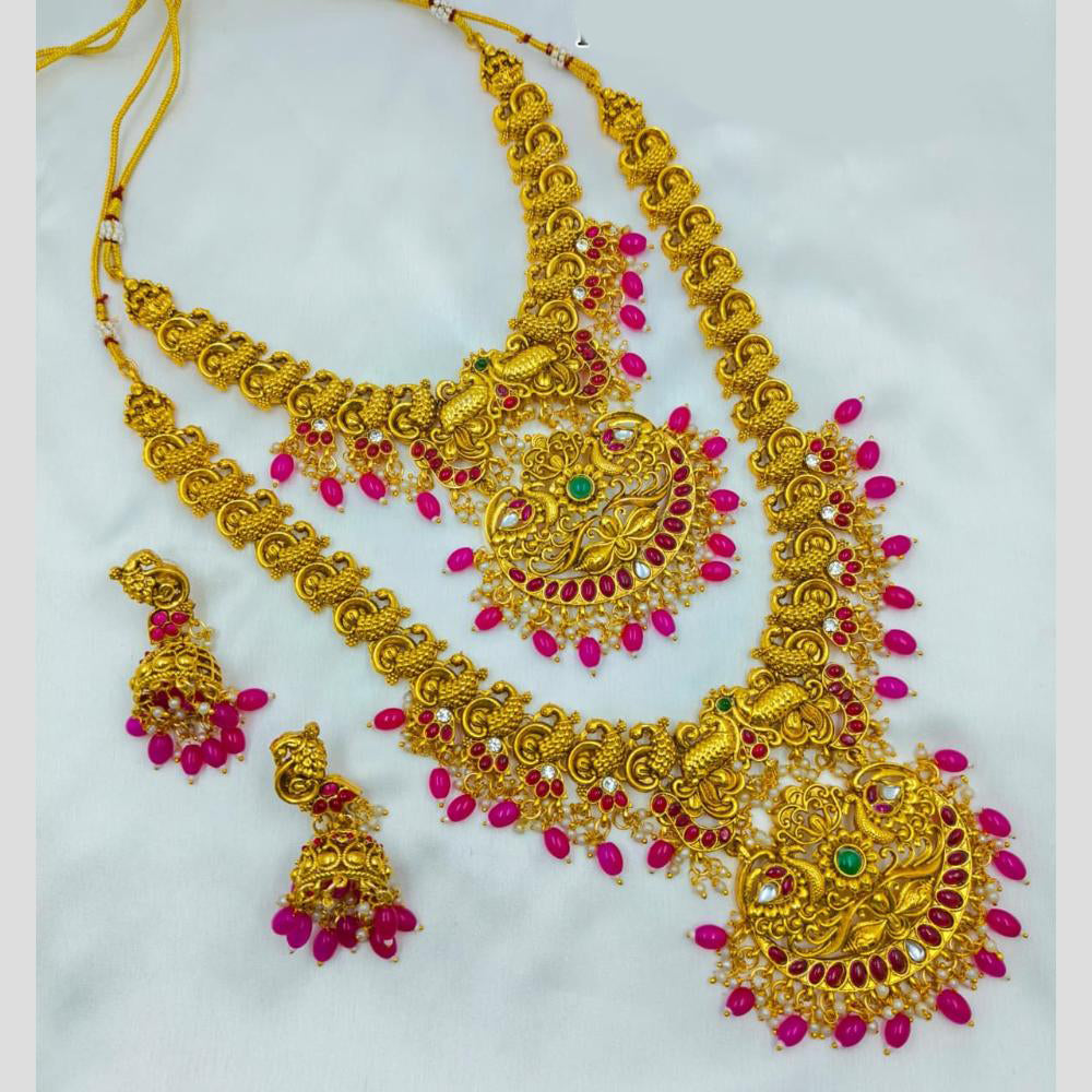 Lucentarts Jewellery Designer Pota Stone And Pearl Double Necklace Set